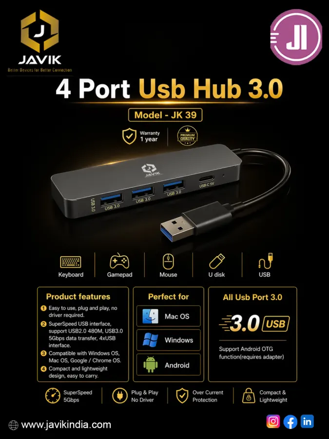 Javik 4 Port USB Hub 3.0