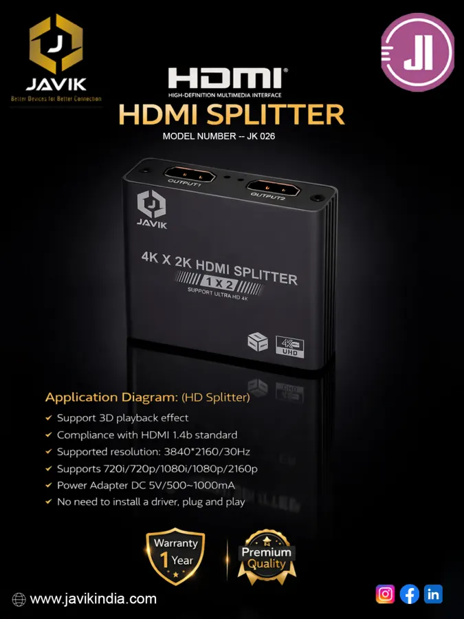 Javik HDMI Splitter 1x2