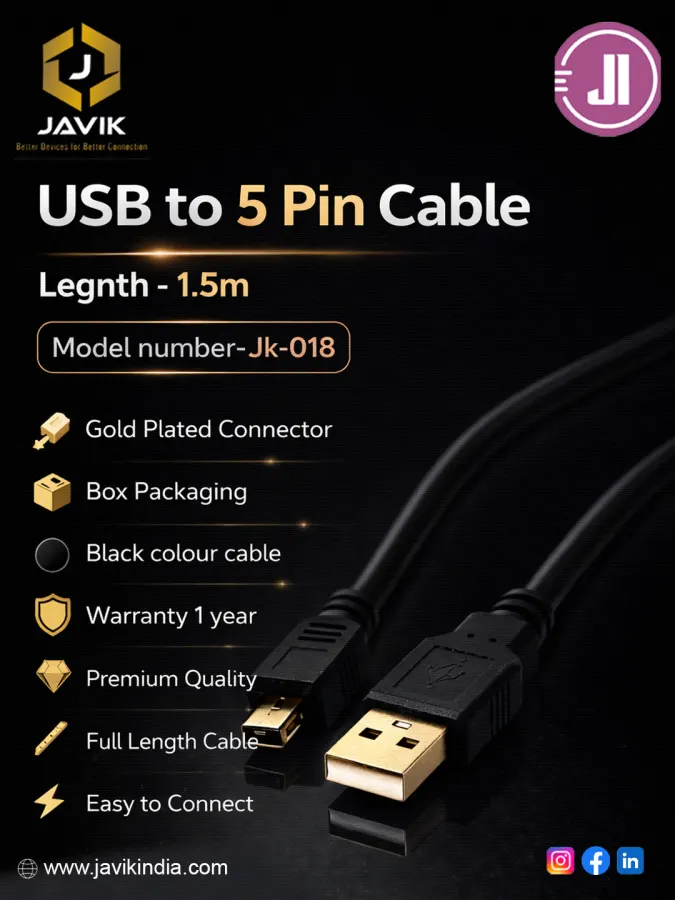 Javik USB to 5 Pin Cable